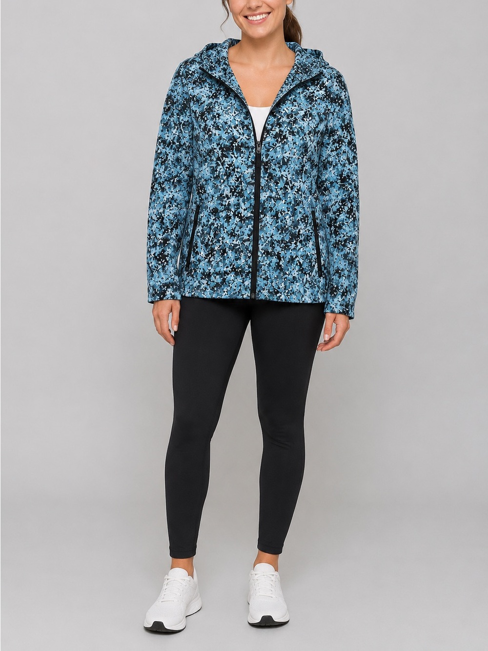 Women’s Exertek Lightweight Torquoise Multi-Print Softshell Utility Jacket - L